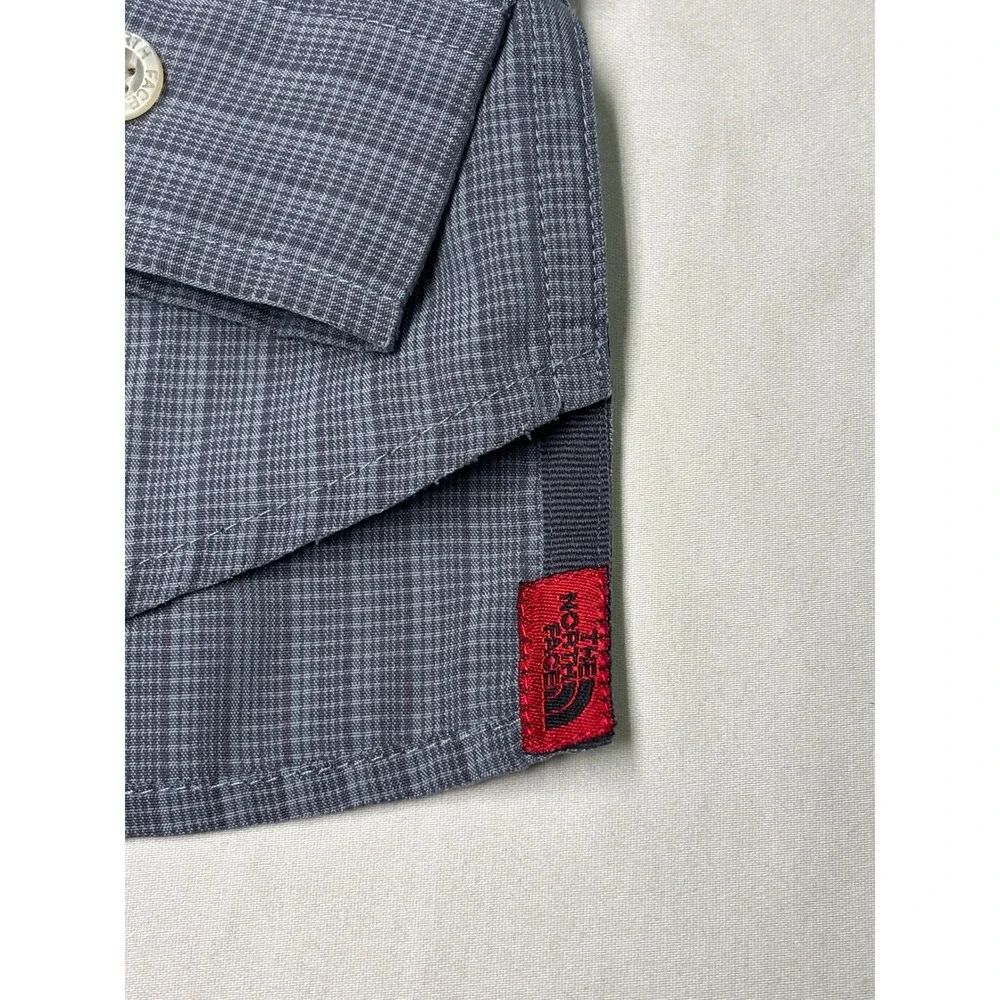 Vintage The North Face Performance Mens Grey‎ Micro Check Modal  Long Sleeve M